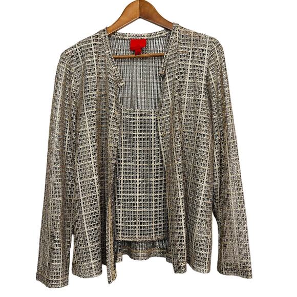 JS Collections Gold Lame Tank and Jacket Set - L - Picture 1 of 6